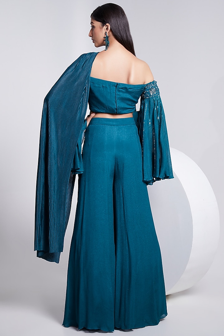 Teal Green Embroidered Wedding Sharara Set by Rajkumari and Suresh at Pernia's Pop Up Shop