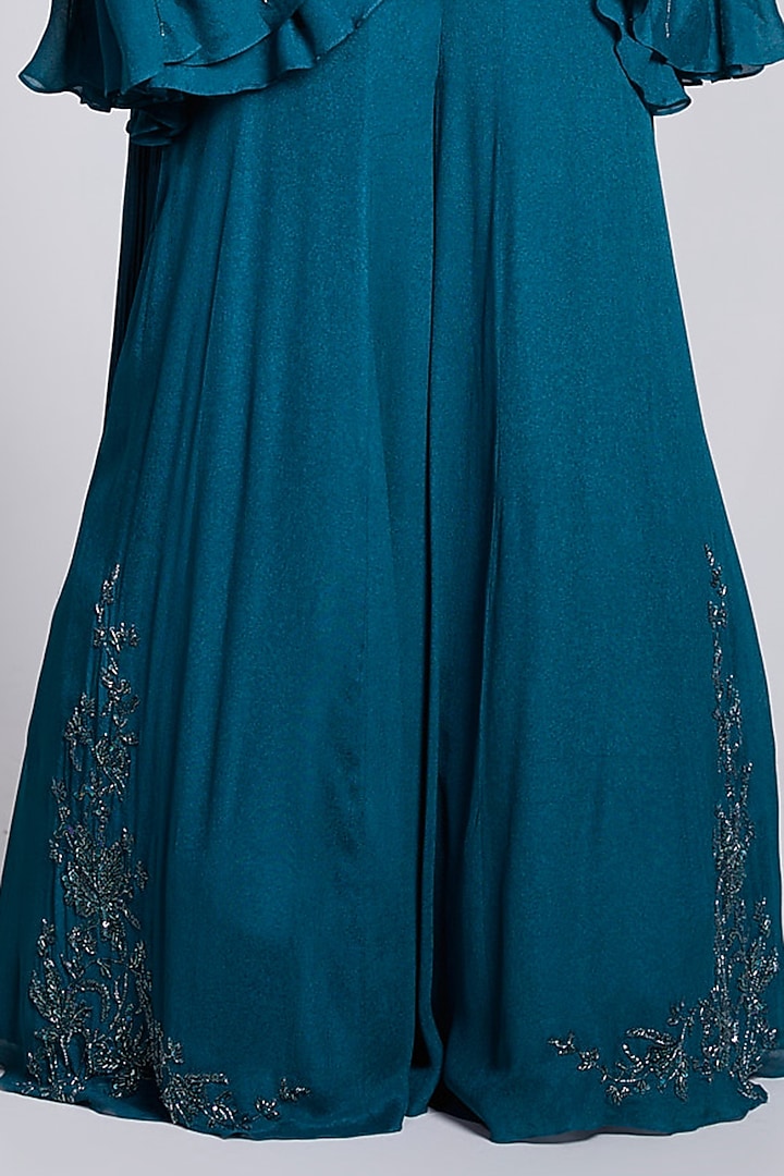 Teal Green Embroidered Wedding Sharara Set by Rajkumari and Suresh at Pernia's Pop Up Shop