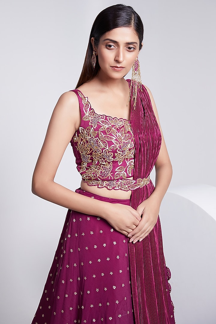 Wine Flared Skirt Set by Rajkumari and Suresh at Pernia's Pop Up Shop