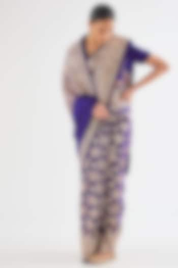 Purple Varanasi Silk Brocade Boota Saree by Raw Mango at Pernia's Pop Up Shop