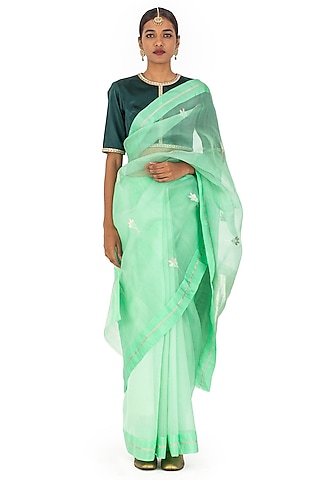 Angoori Silk Cotton Floral Motif Handwoven Half & Half Saree by Raw Mango