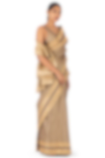 Gold Silk Brocade Dot Boota Handwoven Wedding Saree by Raw Mango at Pernia's Pop Up Shop