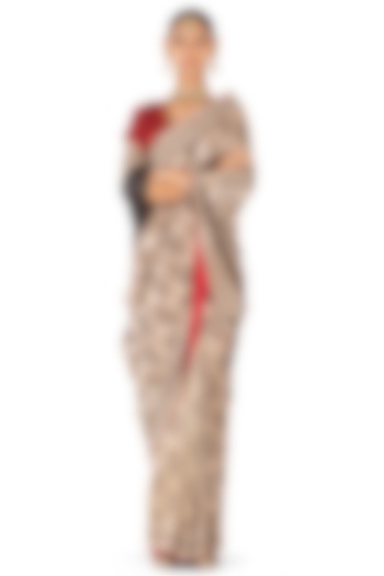 Gold Silk Brocade Boota Work Handwoven Wedding Saree by Raw Mango at Pernia's Pop Up Shop