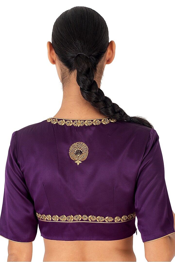 Meera Plum Sequins Cotton Silk Blouse main image 1