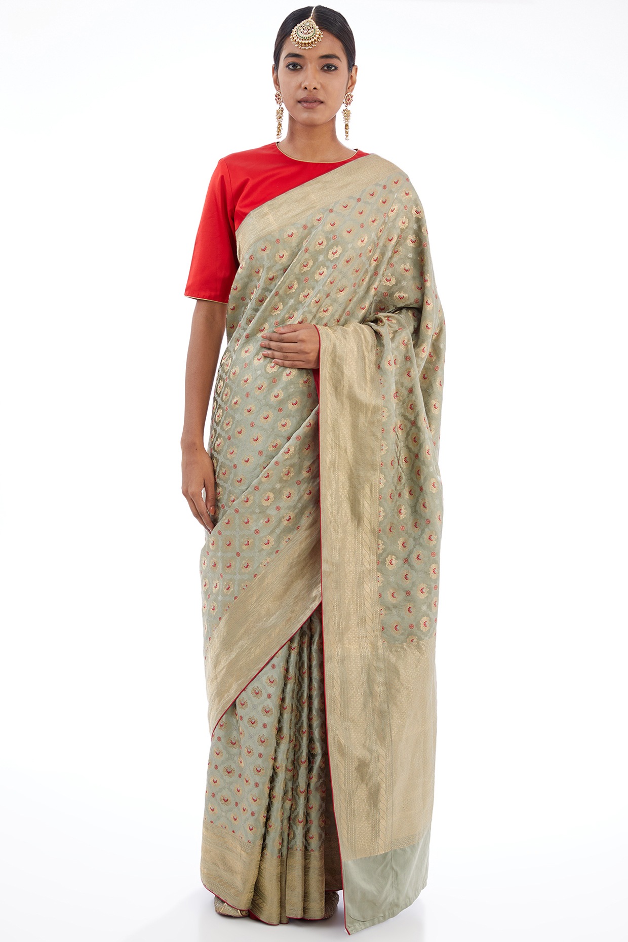 Woven Art Silk Saree in Beige and Wine : SPF9618