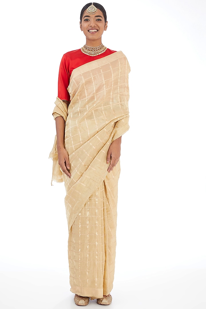 Gold Silk Reception Saree by Raw Mango at Pernia's Pop Up Shop