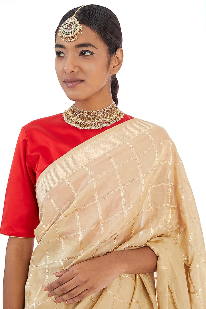 Gold Silk Reception Saree by Raw Mango at Pernia's Pop Up Shop