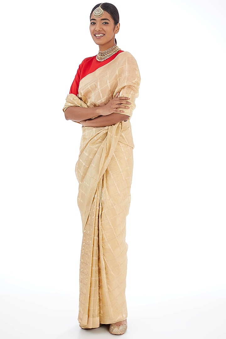 Gold Silk Reception Saree by Raw Mango at Pernia's Pop Up Shop