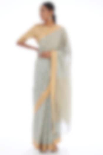 Pale Blue Tissue Silk Reception Saree by Raw Mango at Pernia's Pop Up Shop