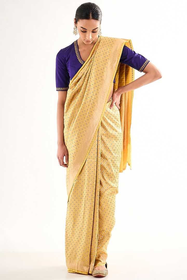 Purple Satin Silk Aari Embroidered Blouse by Raw Mango at Pernia's Pop Up Shop