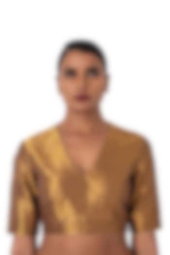 Gold Silk Twill Blouse by Raw Mango at Pernia's Pop Up Shop