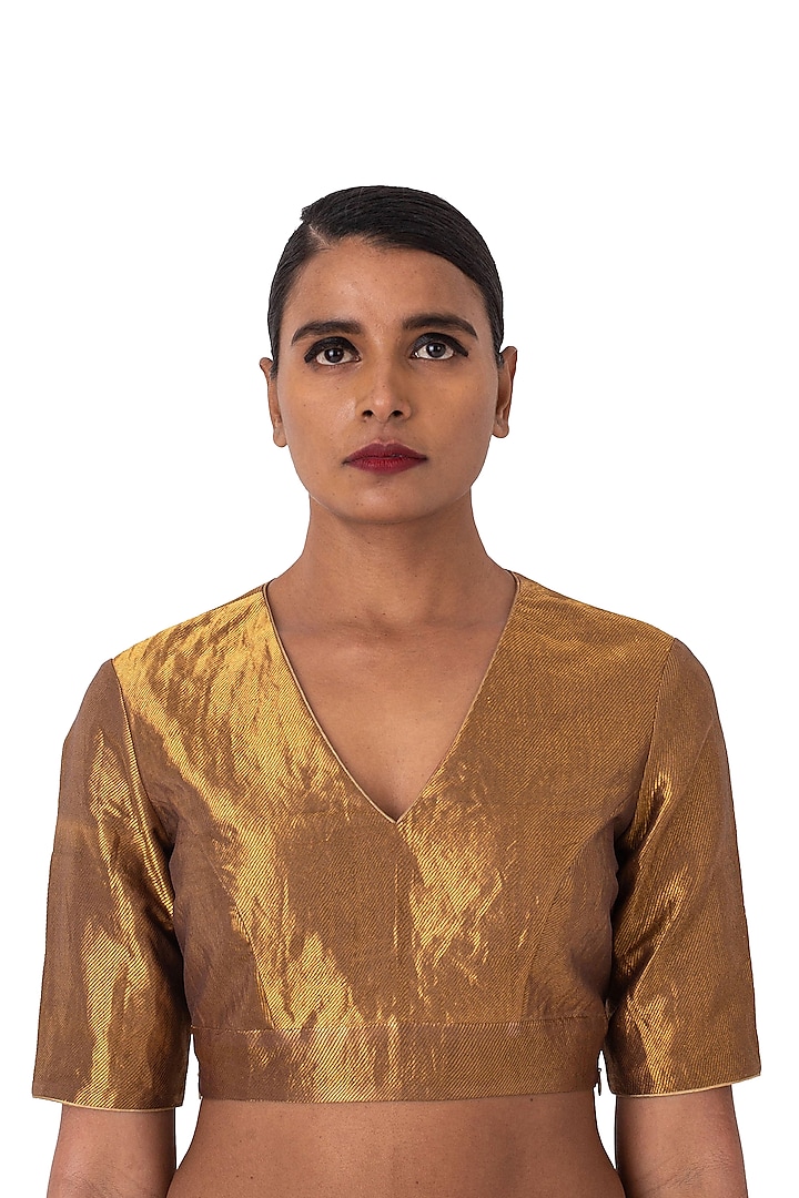 Gold Silk Twill Blouse by Raw Mango at Pernia's Pop Up Shop