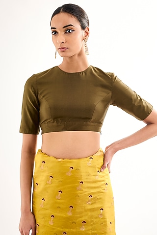Gold Silk Twill Blouse by Raw Mango