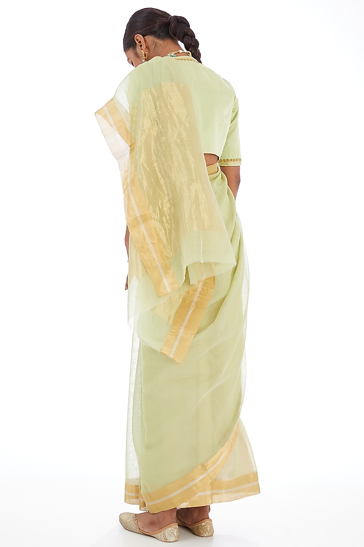 Angoori Mint Cotton Silk Festive Saree by Raw Mango at Pernia's Pop Up Shop