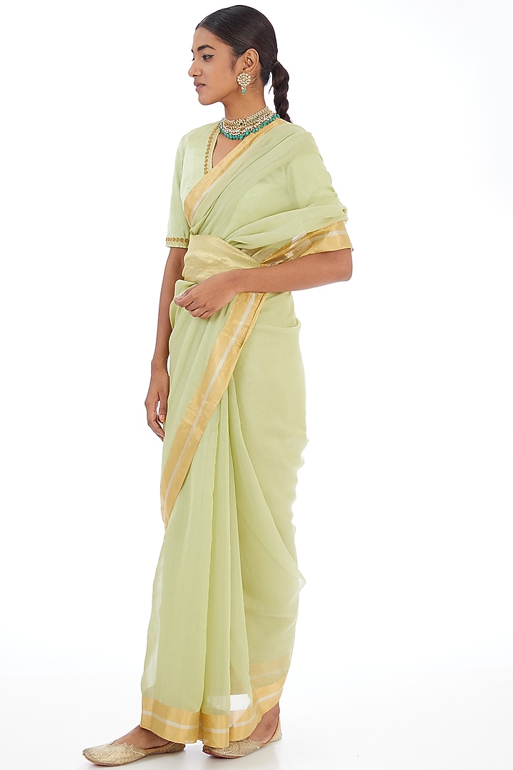 Angoori Mint Cotton Silk Festive Saree by Raw Mango at Pernia's Pop Up Shop