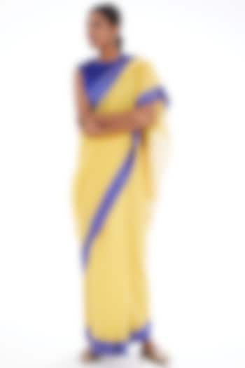 Yellow & Blue Cotton Silk Saree by Raw Mango at Pernia's Pop Up Shop