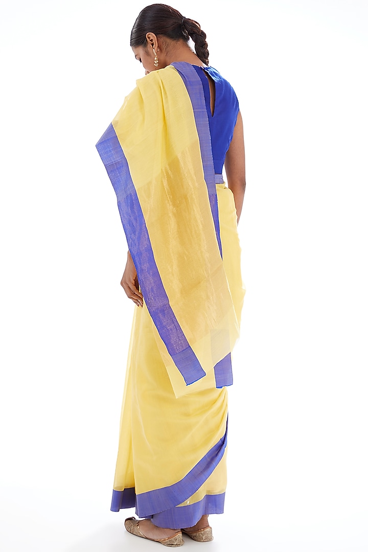 Yellow & Blue Cotton Silk Festive Saree by Raw Mango at Pernia's Pop Up Shop