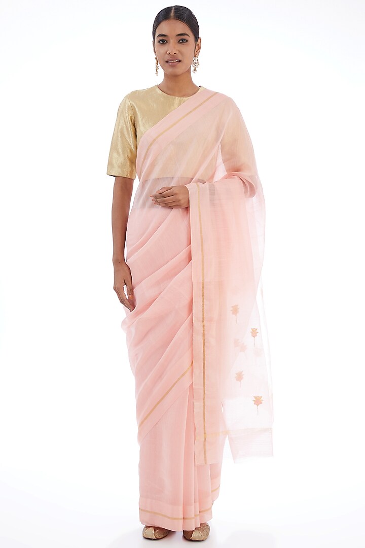 Raw Pink Power Saree with Zebra Sequins