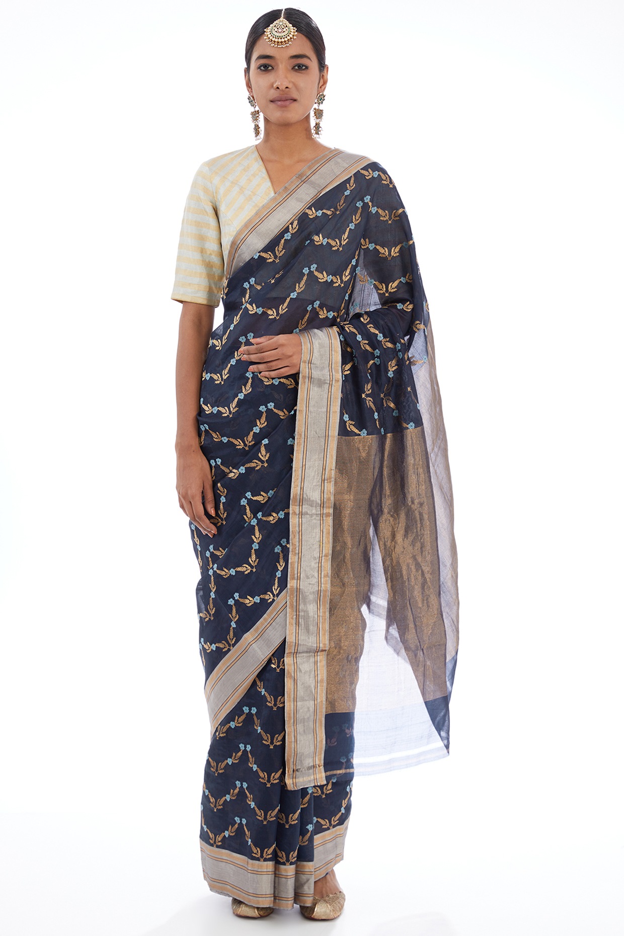 Organza rama blue wedding saree - G3-WSA54358 | G3fashion.com