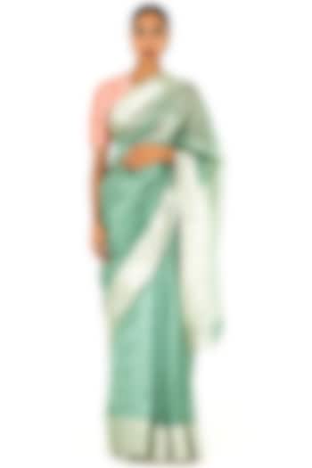 Pale Blue Chanderi Silk Party Wear Saree by Raw Mango at Pernia's Pop Up Shop