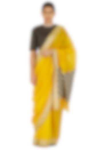 Yellow Chanderi Silk Saree by Raw Mango