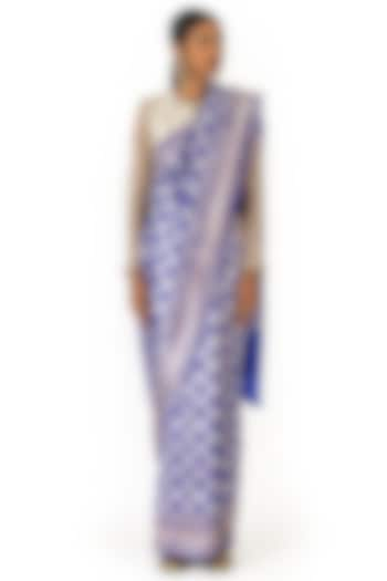  Royal Blue Silk Brocade Saree  by Raw Mango at Pernia's Pop Up Shop