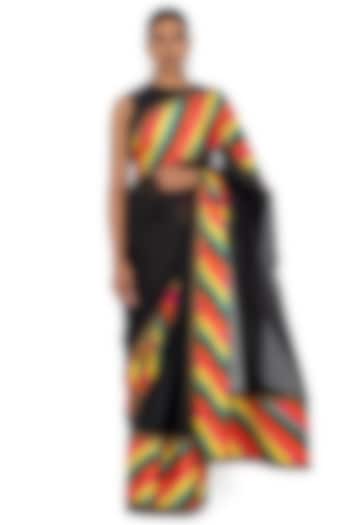  Black Organza Hand Embroidered Reception Saree  by Raw Mango at Pernia's Pop Up Shop