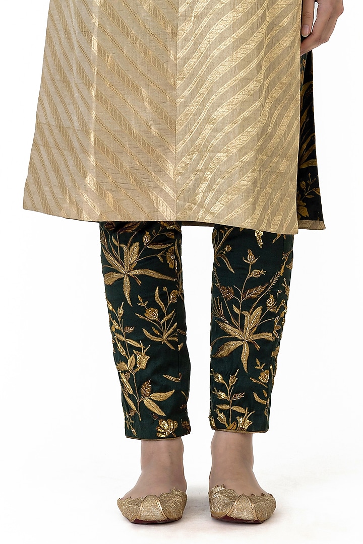 Golden Silk Tissue Brocade Kurta Set by Raw Mango at Pernia's Pop Up Shop