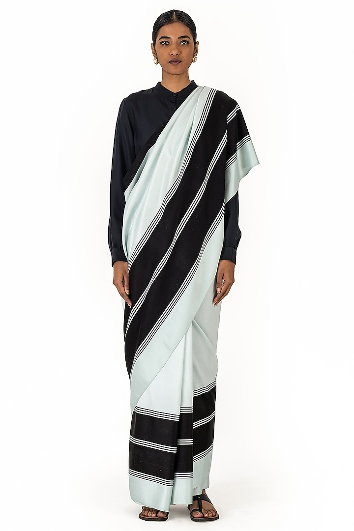 Sky Blue Mashru Silk Party Wear Saree by Raw Mango at Pernia's Pop Up Shop