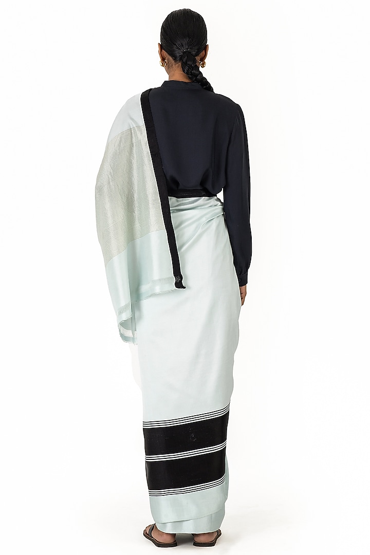 Sky Blue Mashru Silk Party Wear Saree by Raw Mango at Pernia's Pop Up Shop