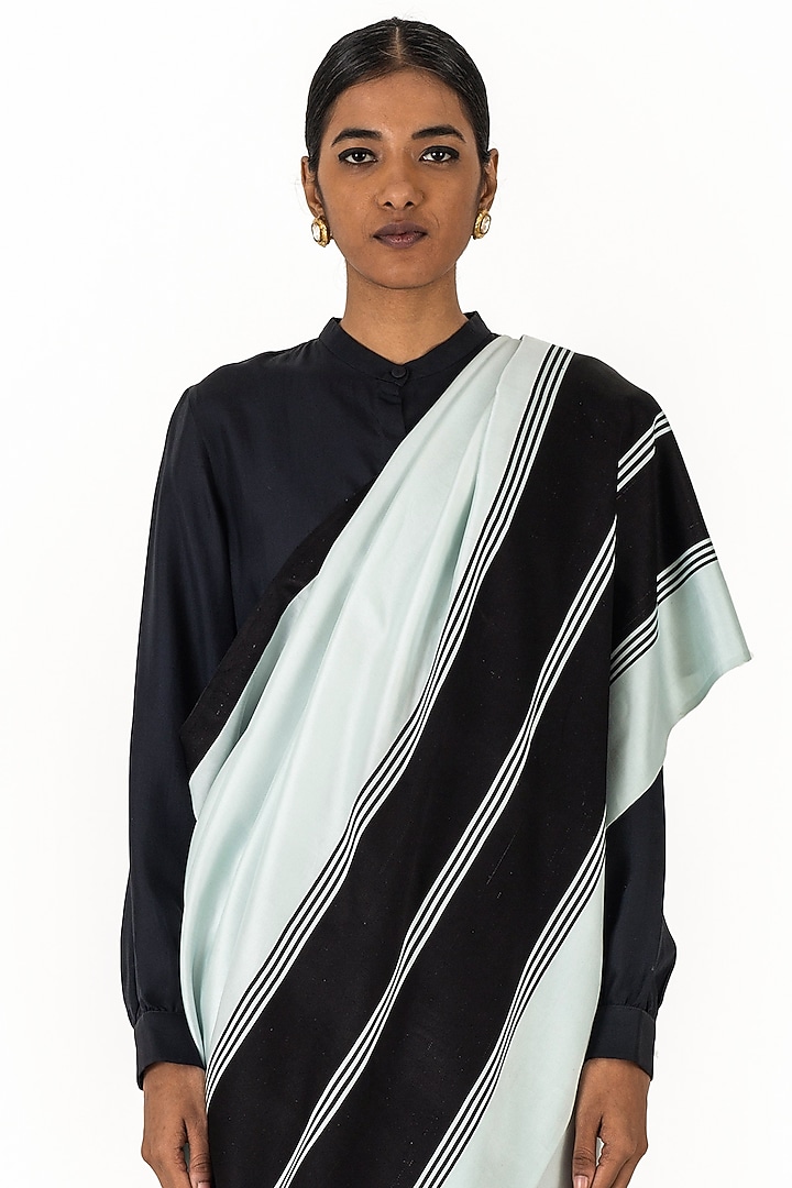 Sky Blue Mashru Silk Party Wear Saree by Raw Mango at Pernia's Pop Up Shop