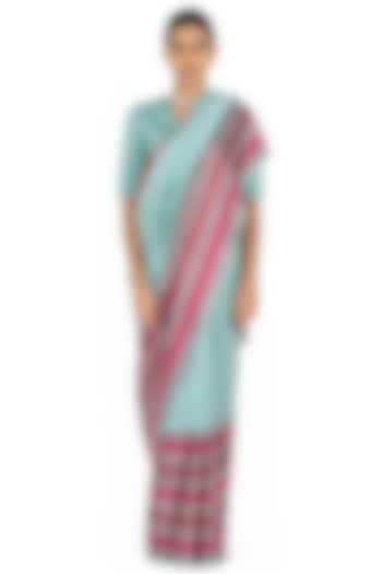 Pale Blue Mashru Silk Wedding Saree by Raw Mango at Pernia's Pop Up Shop