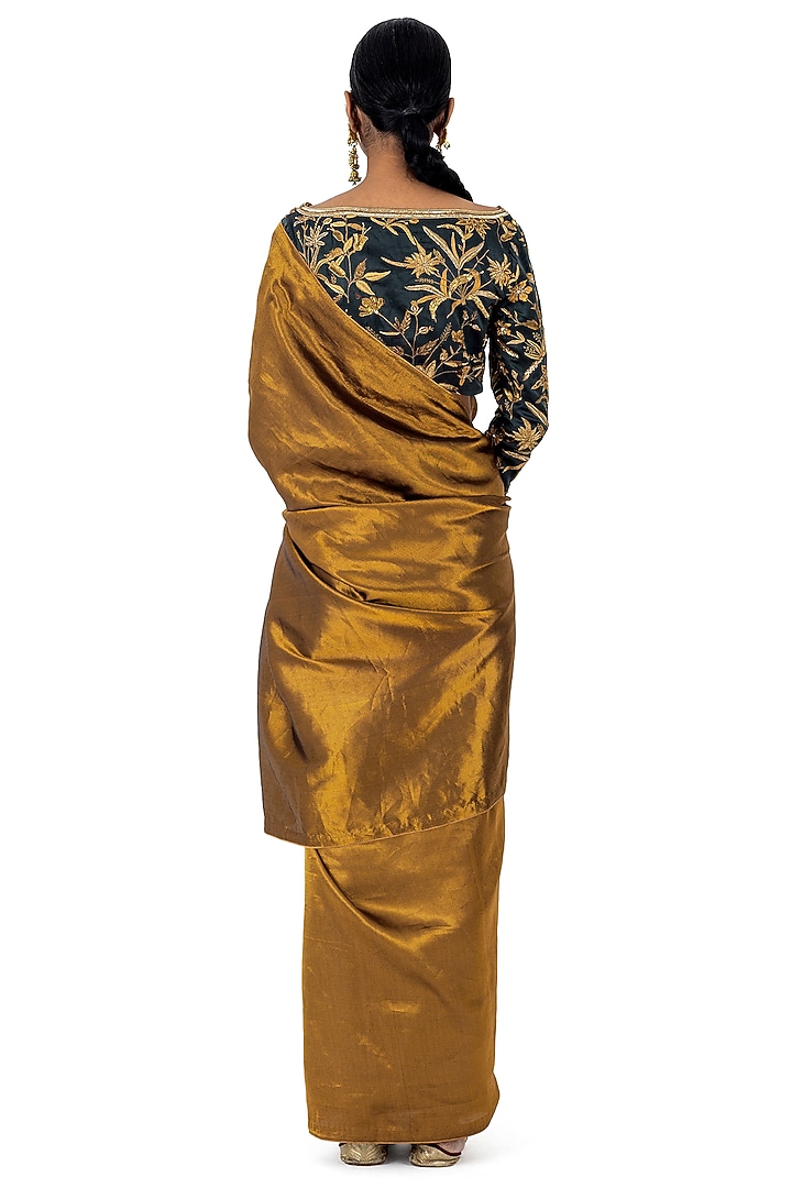 Gold Silk Brocade Wedding Saree by Raw Mango at Pernia's Pop Up Shop