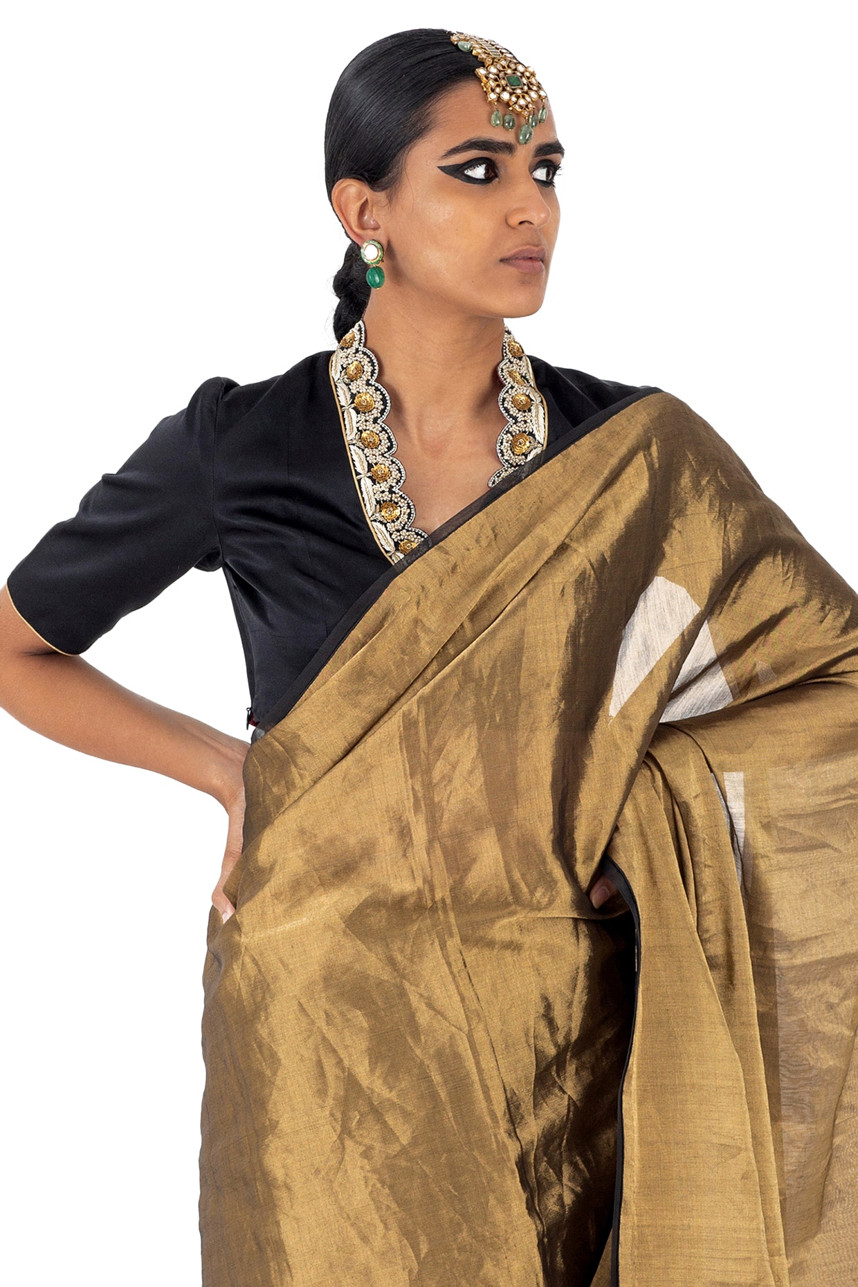 EKKTARA Saree For Women Golden Yellow Pure Tissue Silk Double Blouse S –  Ekktara