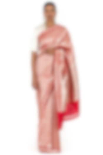 Red Silk Brocade Wedding Saree by Raw Mango at Pernia's Pop Up Shop