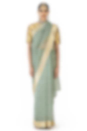 Pale Blue Silk Organza Saree by Raw Mango