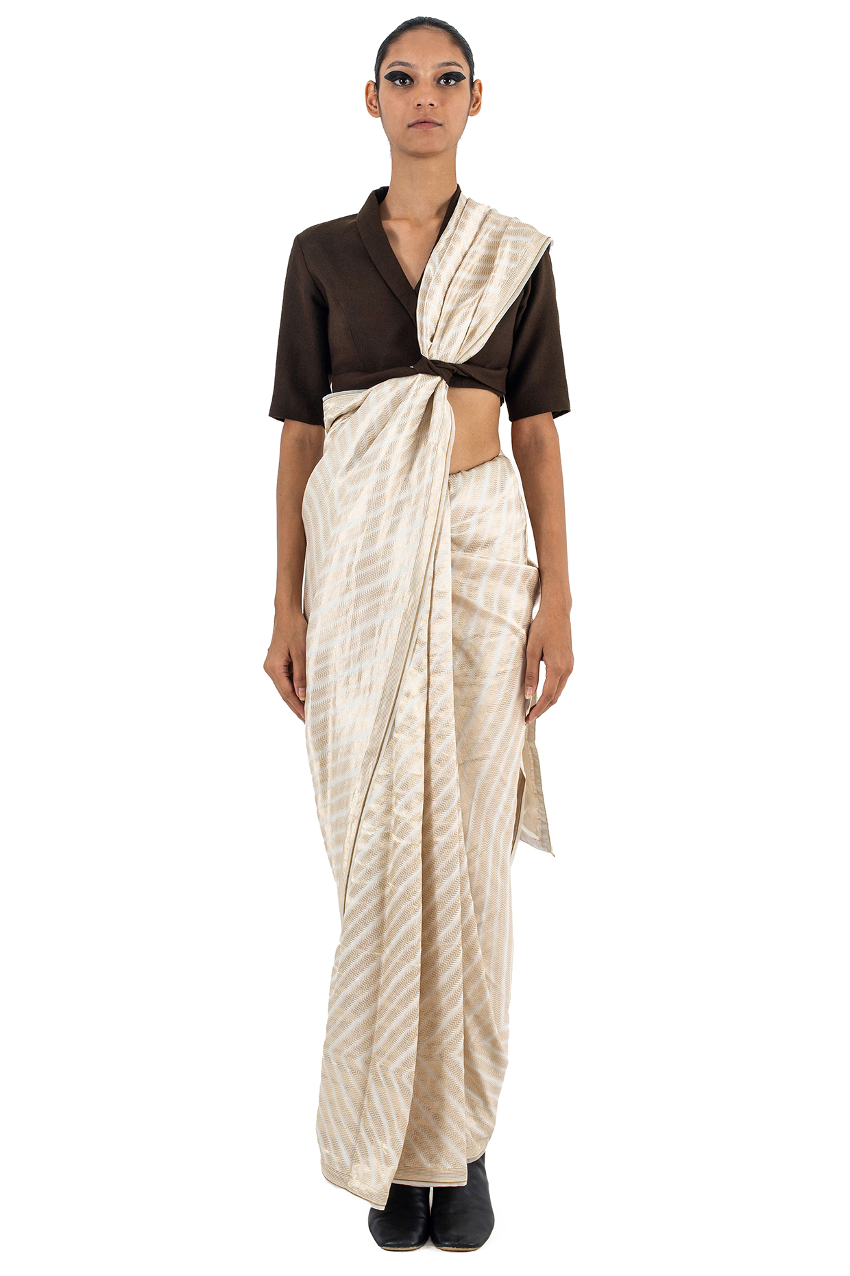 White Silk Brocade Saree Design by Raw Mango at Pernia's Pop Up Shop 2023