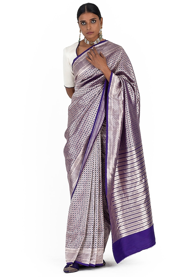 Purple Silk Brocade Saree by Raw Mango at Pernia's Pop Up Shop