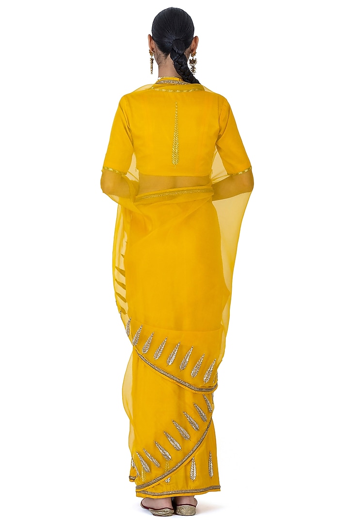 Yellow Sheer Organza Wedding Saree by Raw Mango at Pernia's Pop Up Shop