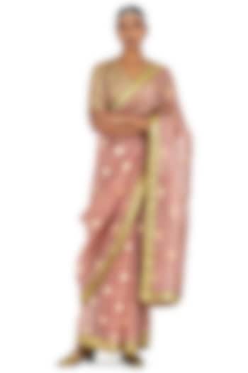 Blush Pink Organza Wedding Saree by Raw Mango at Pernia's Pop Up Shop