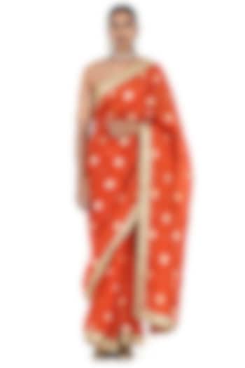 Orange Organza Wedding Saree by Raw Mango at Pernia's Pop Up Shop