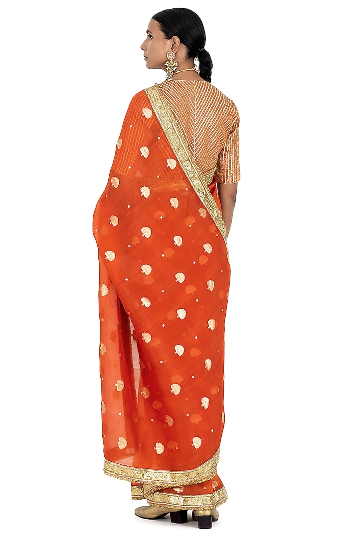 Orange Organza Wedding Saree by Raw Mango at Pernia's Pop Up Shop