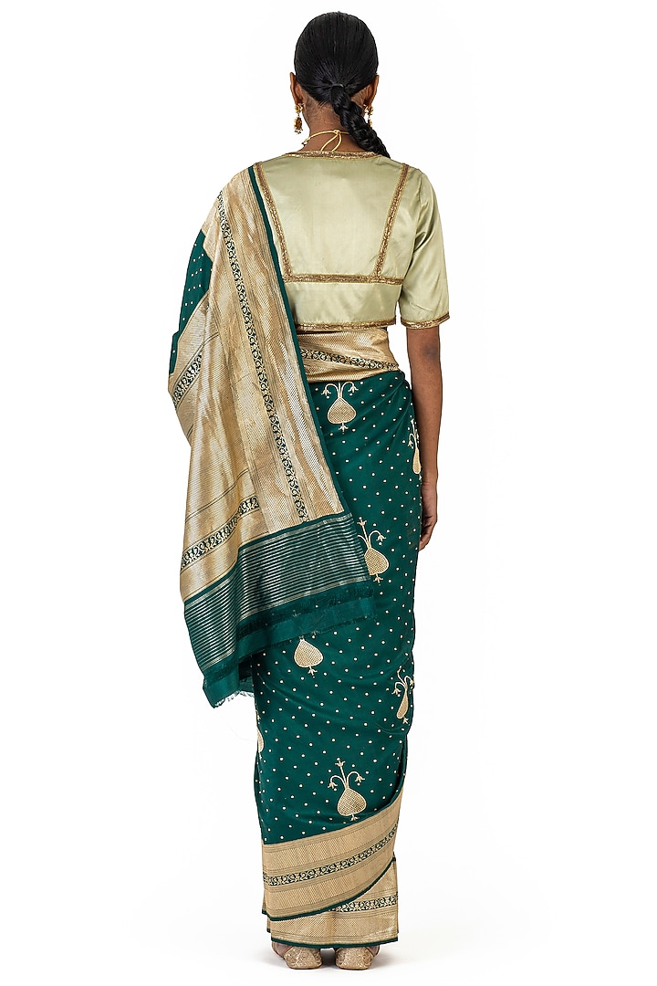 Green Silk Brocade Reception Saree by Raw Mango at Pernia's Pop Up Shop