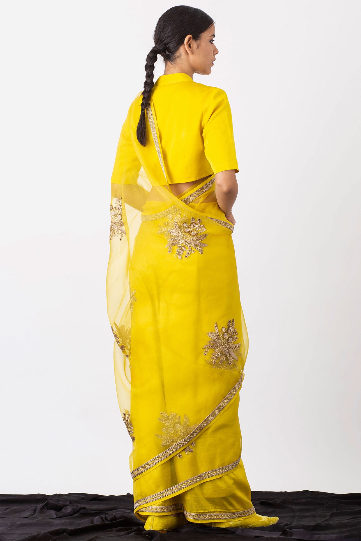 Organza Yellow Sari Saree Designer Zari Work Indian Woman Raksha Bandhan |  eBay