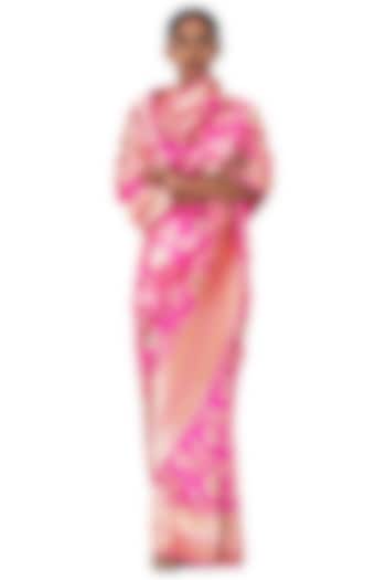 Pink Silk Brocade Reception Saree by Raw Mango at Pernia's Pop Up Shop