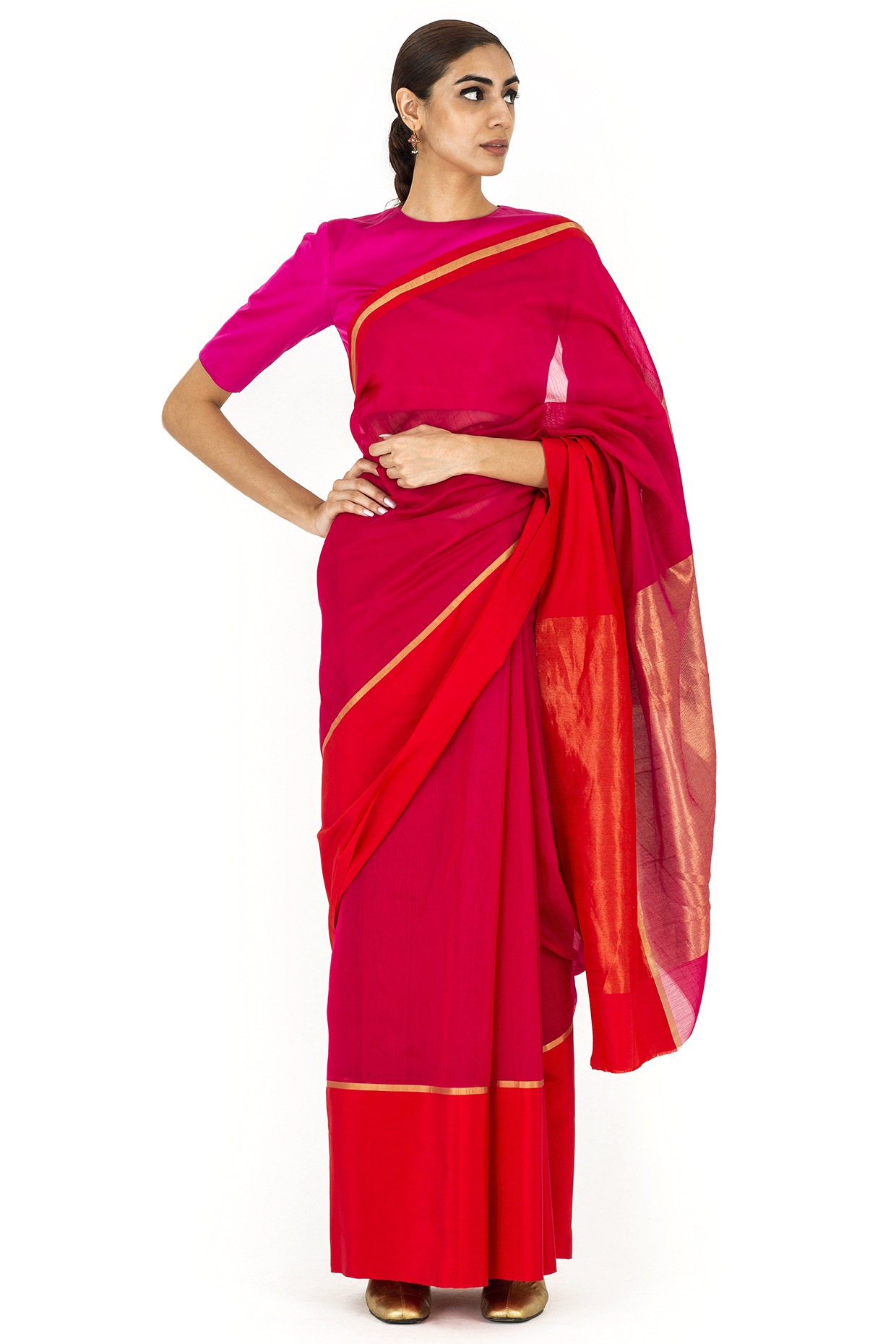 Buy Grape Wine Plain Chettinad Cotton Saree-UNM73621 Online at  Unnatisilks.com|UNM73621