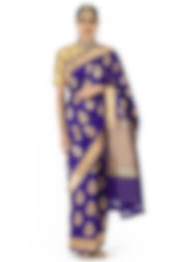 Purple Varanasi Silk Brocade Reception Saree by Raw Mango at Pernia's Pop Up Shop