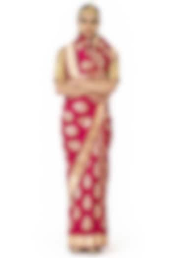 Rani Pink Varanasi Silk Brocade Reception Saree by Raw Mango at Pernia's Pop Up Shop
