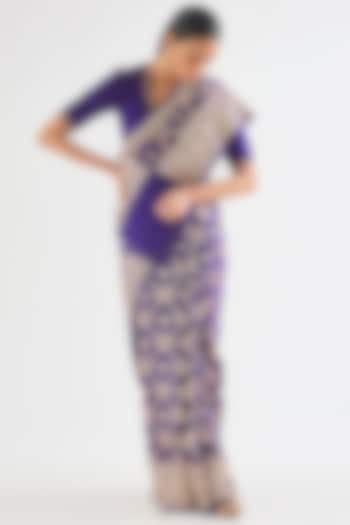 Purple Varanasi Silk Brocade Saree by Raw Mango at Pernia's Pop Up Shop