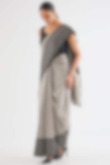 Grey Mashru Silk Striped Saree by Raw Mango at Pernia's Pop Up Shop